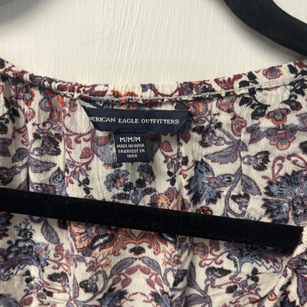 American Eagle Outfitters Floral Blouse Boho Artsy Mixed Prints Hippie Womens M - Picture 2 of 14